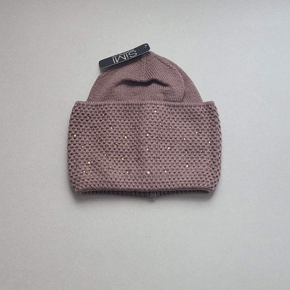 NWT Brown Knit Toque with Rhinestone Details - Picture 2 of 10